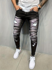 Men's Slim Fit Ripped Jeans Casual Street Style Denim Pants