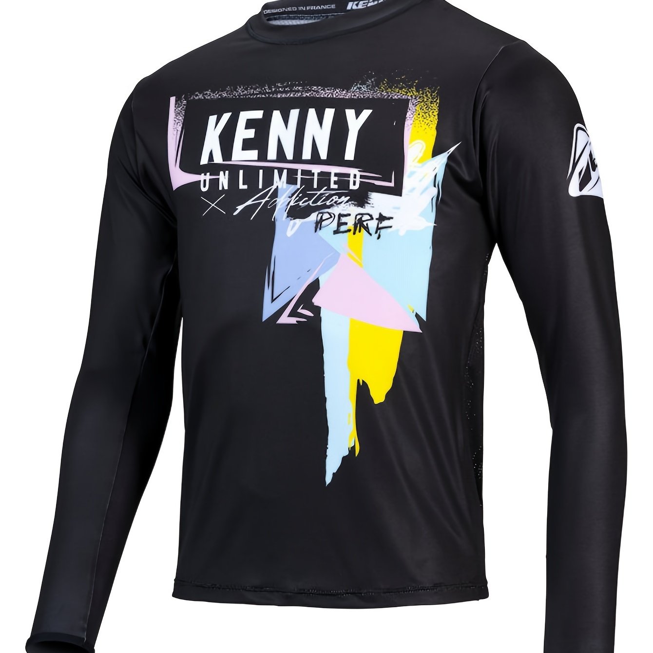 Men's Geometric Pattern Cycling Jersey - Moisture Wicking Long Sleeve Shirt