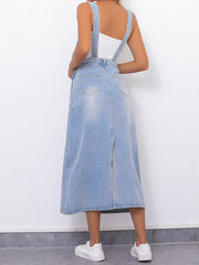 Vintage Style Denim Dress With Slash Pockets
