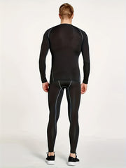 Men's Athletic Tracksuit Skinny Fit Long Sleeve Jersey And Stretch Leggings