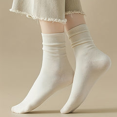 5 Pairs Solid Socks Comfy & Breathable Women's Stockings