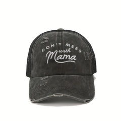 Ponytail Trucker Hat Distressed Baseball Cap Mesh Breathable Dad Hats For Women