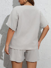 Solid Top & Shorts Set With Pockets