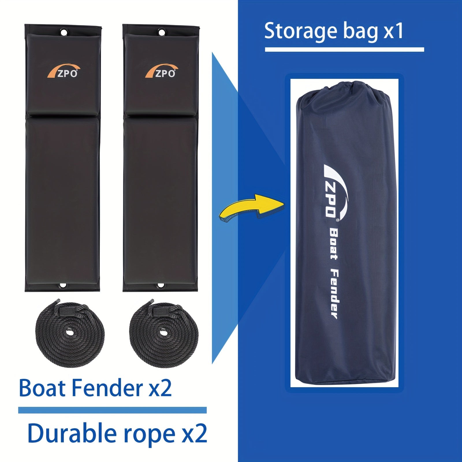 ZPO Boat Fender 2 Pack with Ropes 60 96X15 24X6