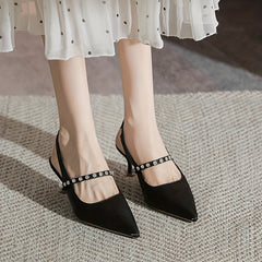 Rhinestone Stiletto Heels Point Toe Slingback Dress Pumps