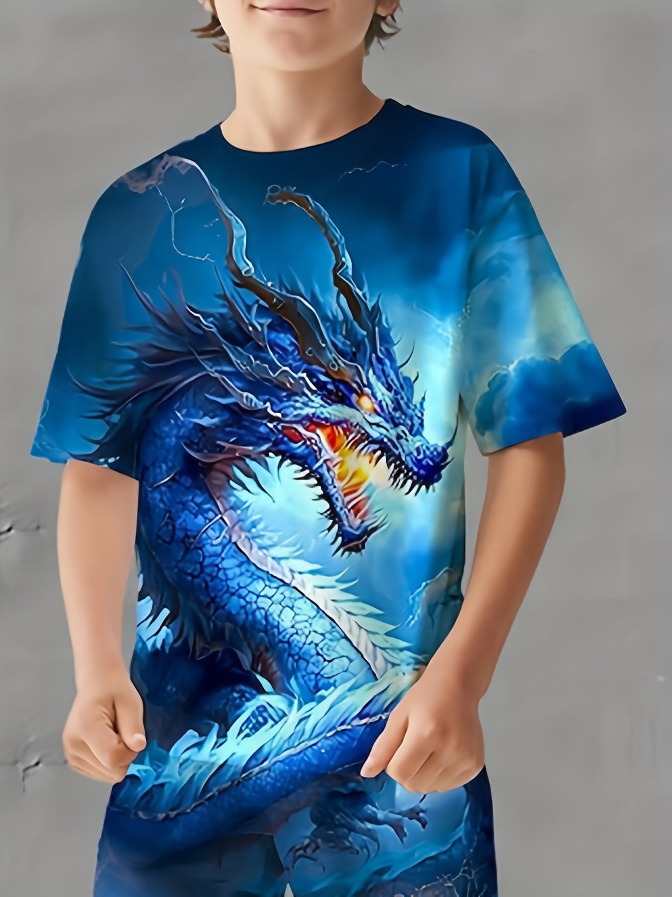 Dragon 3D Print T Shirt For Boys Lightweight Comfy & Stylish Summer Clothing
