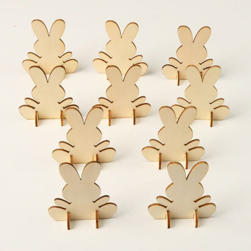 Wooden Easter Bunny Puzzle Toy DIY Easter Cartoon 3D Bunny