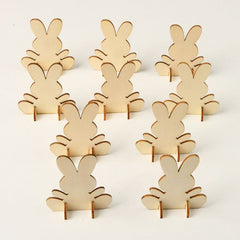 Wooden Easter Bunny Puzzle Toy DIY Easter Cartoon 3D Bunny