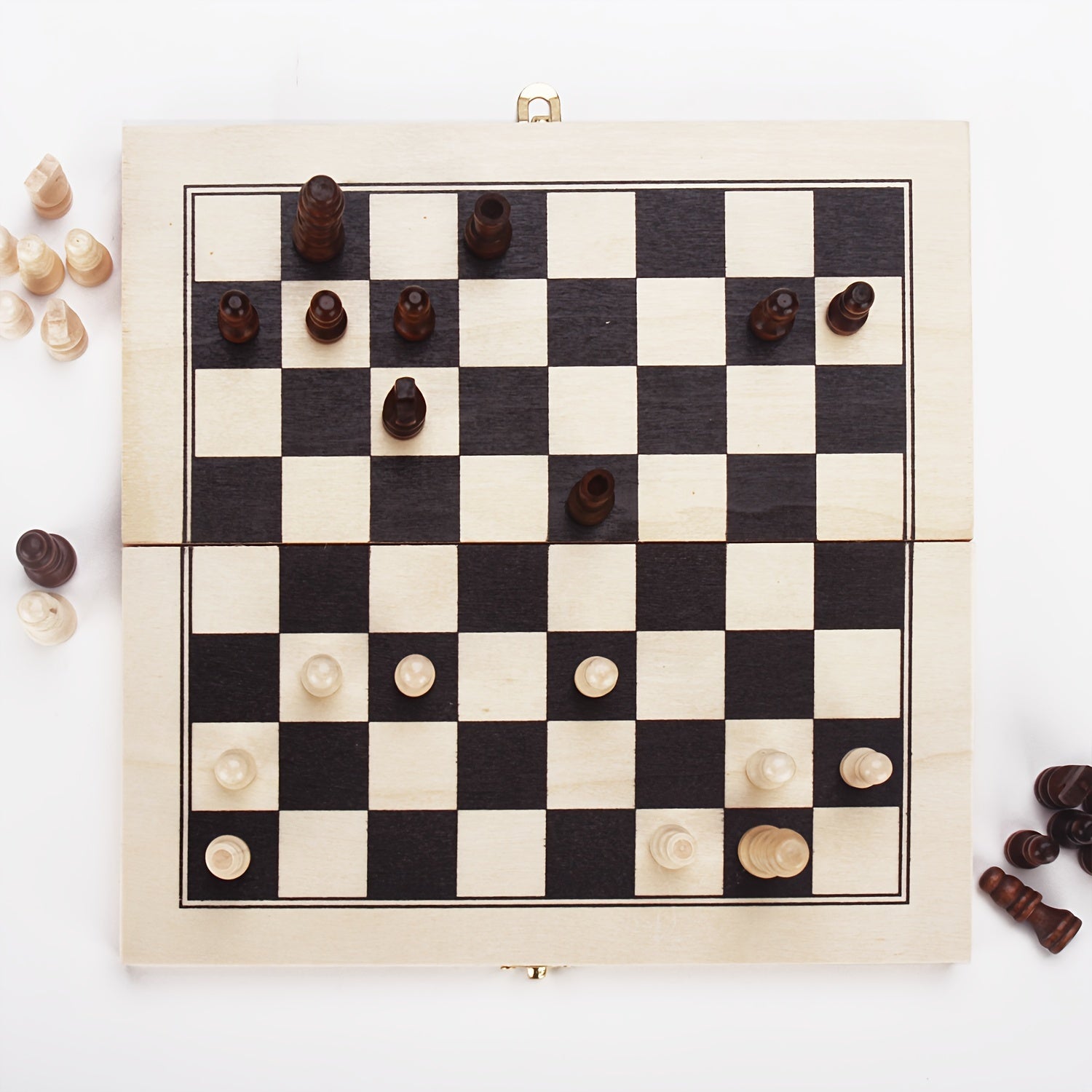 Folding Chess Set Portable Board Storage Slot Birthday Gift Beginners Party