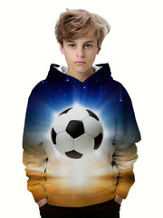Football 3D Print Boy's Hoodie Kids Casual Long Sleeve Outdoor Clothes