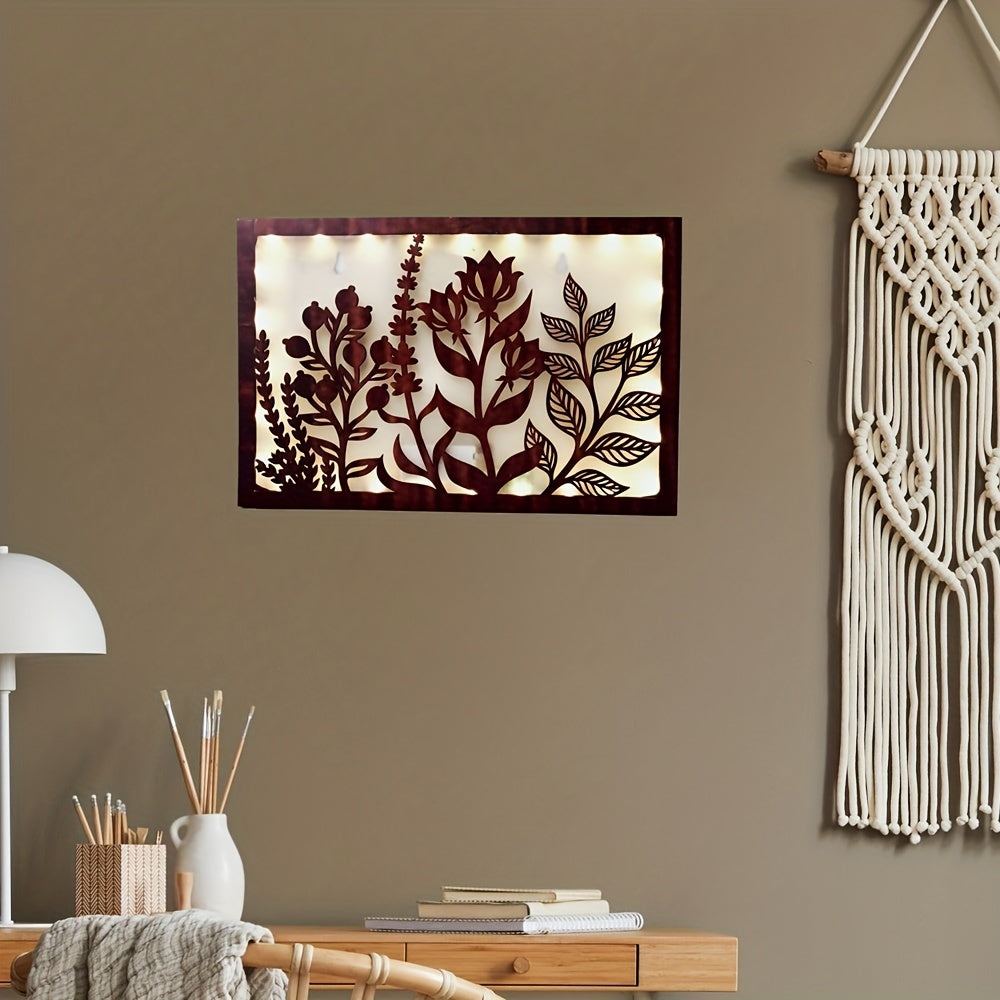LED Flower Shape Retro Wooden Lamp