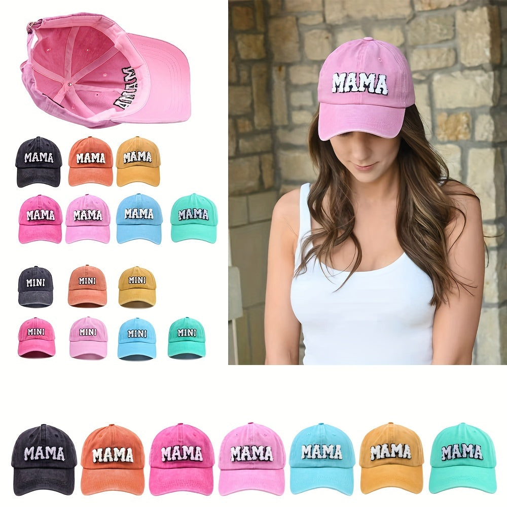 MAMA Patch Baseball Cap Candy Washed Distressed Sunscreen Dad Hats