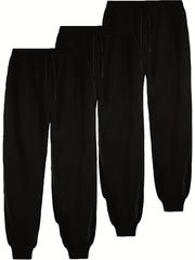 3pcs Men's Comfy Joggers Active Sweatpants Spring Fall Outdoor