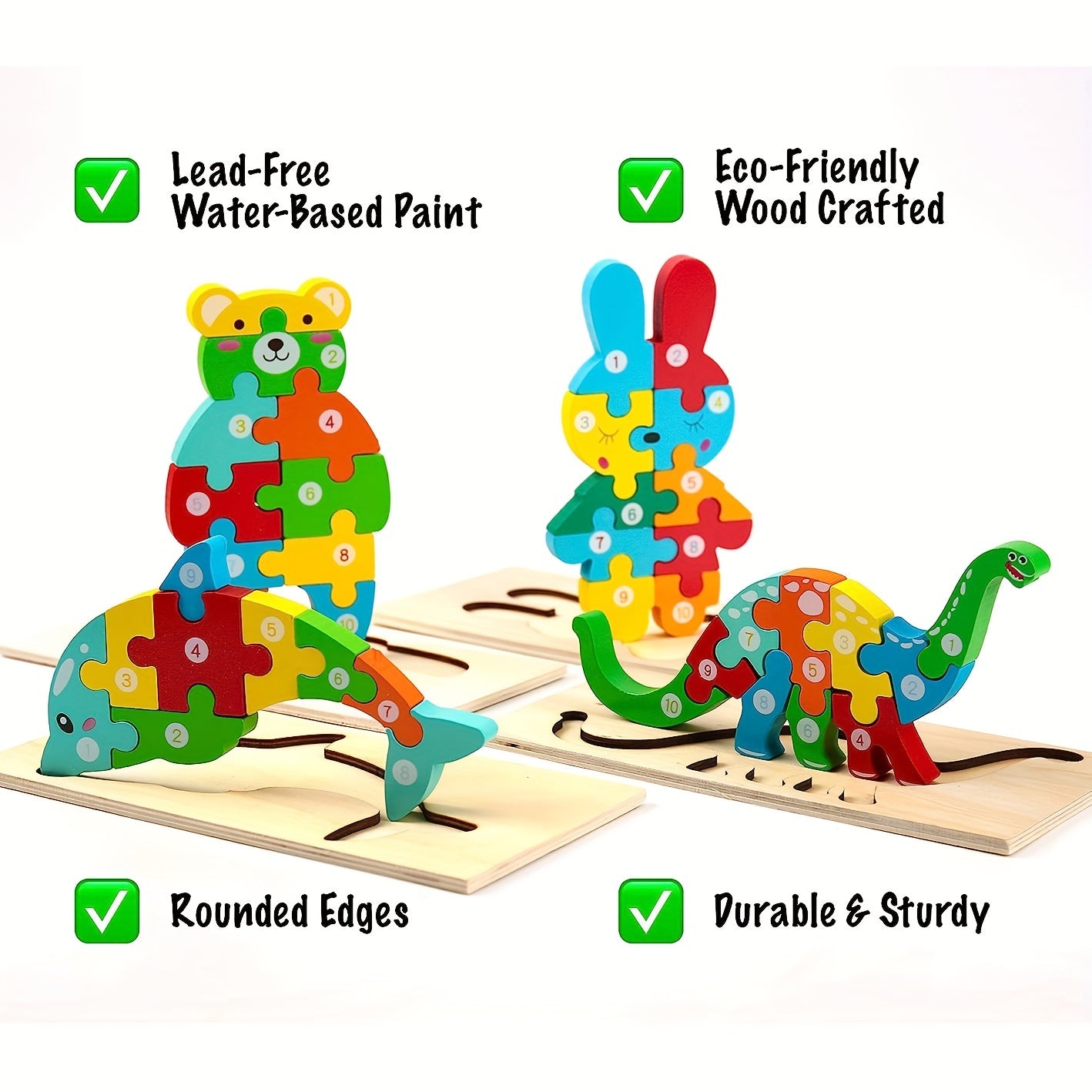 3D Animal Wood Puzzle Kit - 4 in 1