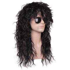 Men's 80s Style Long Curly Blonde Rocker Costume Wig