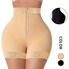 Lace Zipper Butt Lifting Pants Tummy Control Body Shaper