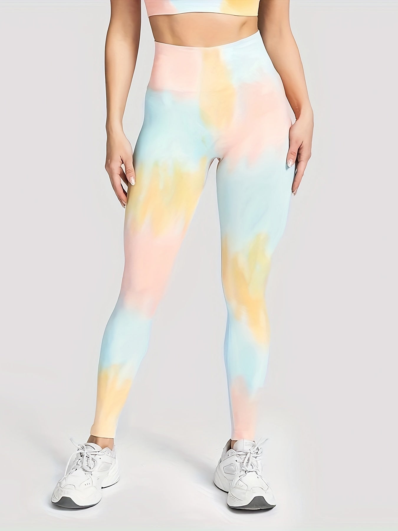 Block Print Yoga Pants Stretch Leggings For Women