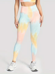 Block Print Yoga Pants Stretch Leggings For Women