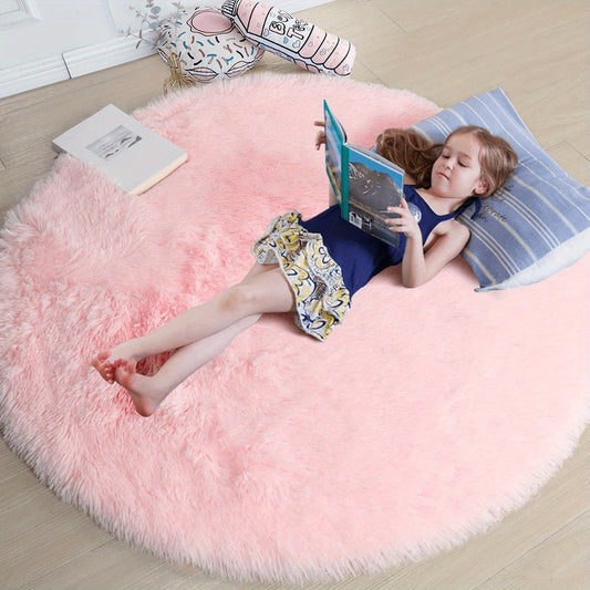 Soft Fluffy Circle Rug for Kids, Teens & Dorm - Plush Carpet for Bedroom Nursery