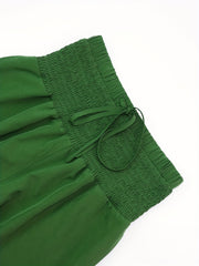 Drawstring Waist Wide Leg Pants Casual Solid Long Length