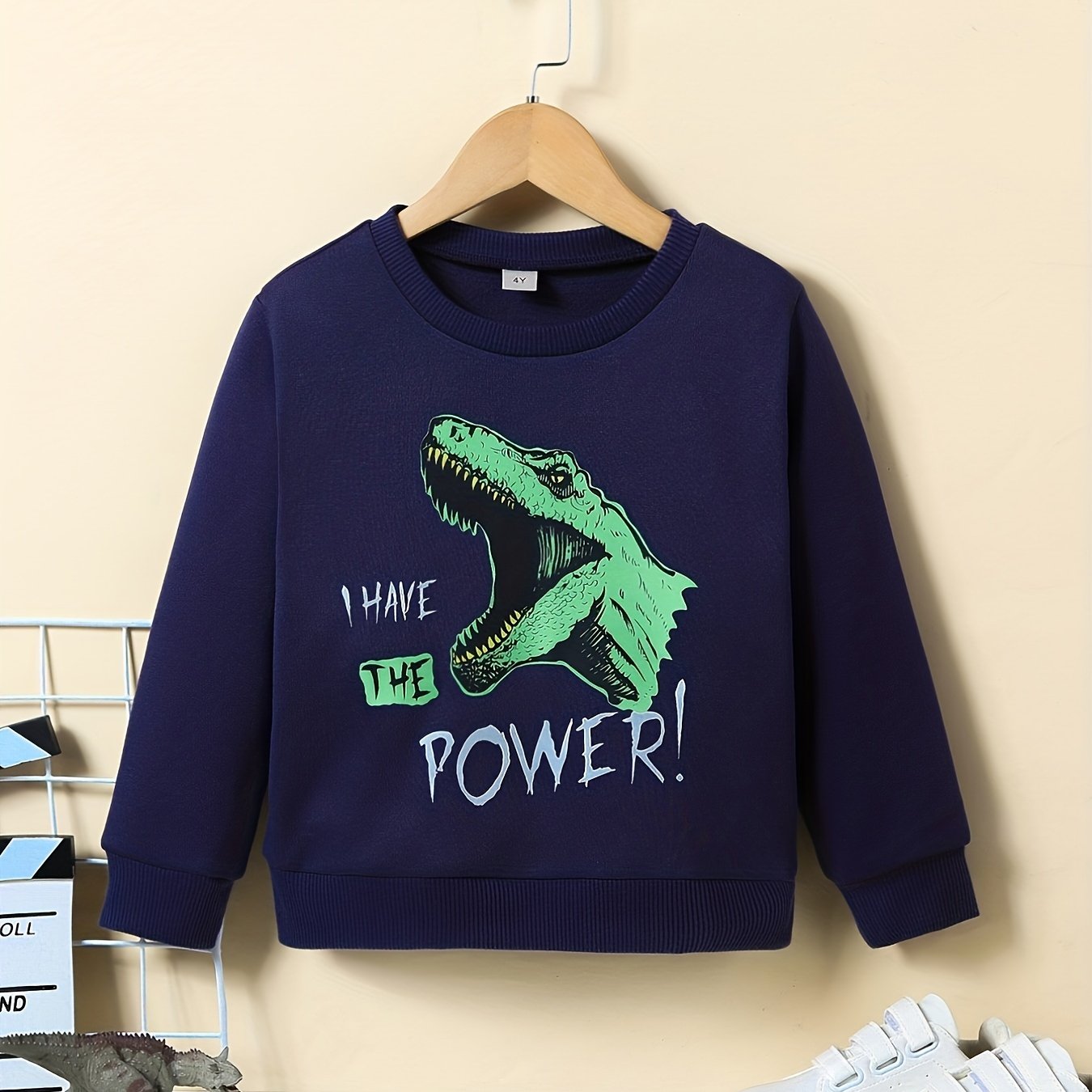 Dino Pattern Kid's Sweatshirt I HAVE THE POWER Top