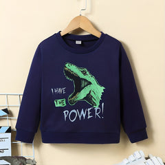 Dino Pattern Kid's Sweatshirt I HAVE THE POWER Top
