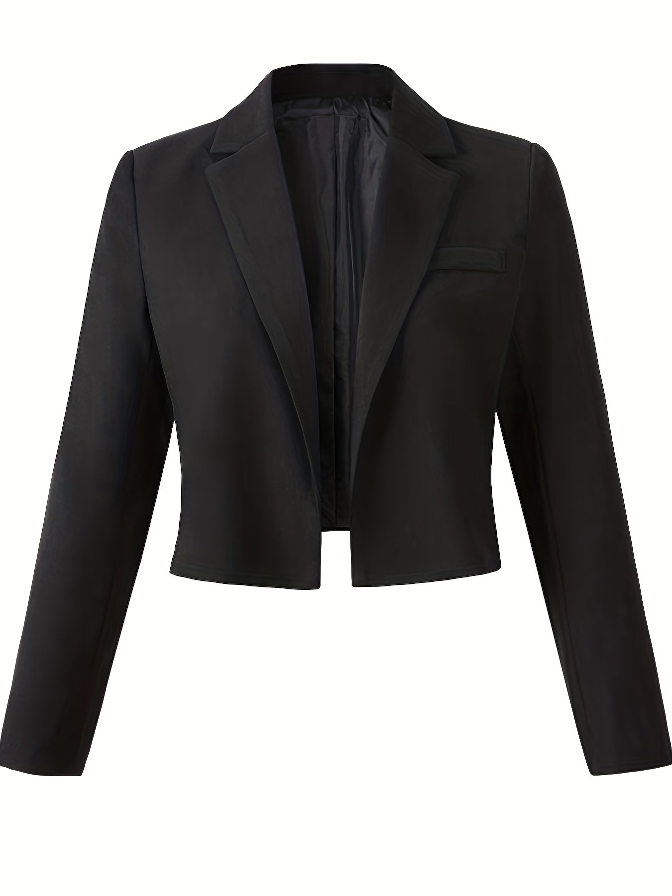 Solid Cropped Blazer Lapel Long Sleeve Work Office Outerwear Women's Clothing