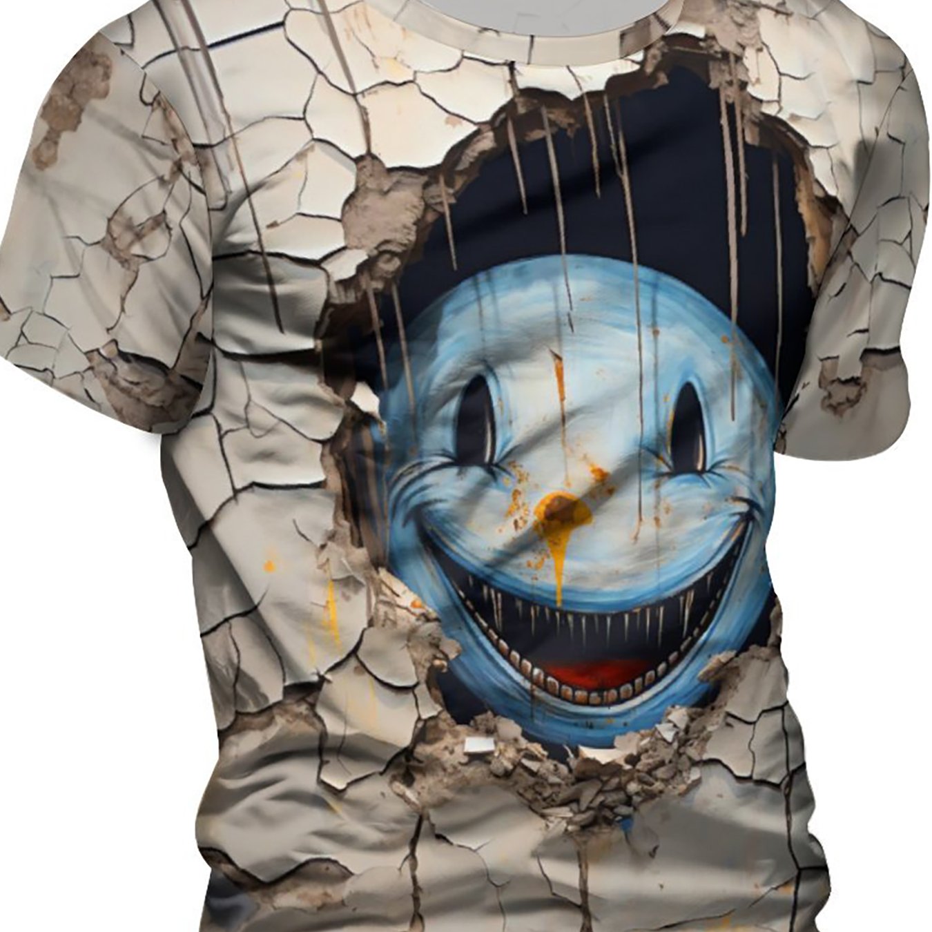 3D Scary Smiling Face Print Men's Graphic T-shirt