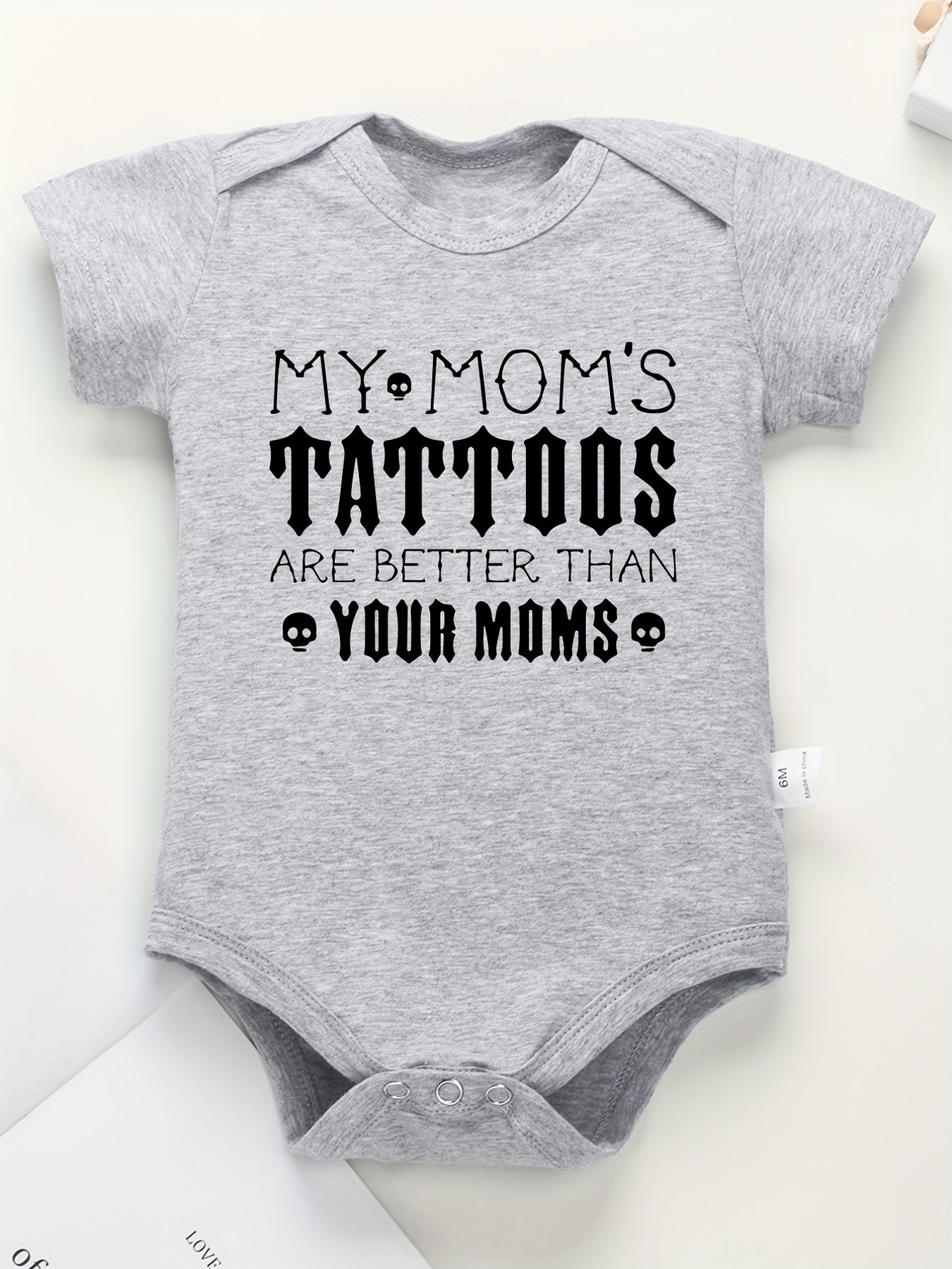 Baby Boys Letter Print Casual Short Sleeve Cotton Onesie for Summer