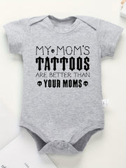 Baby Boys Letter Print Casual Short Sleeve Cotton Onesie for Summer