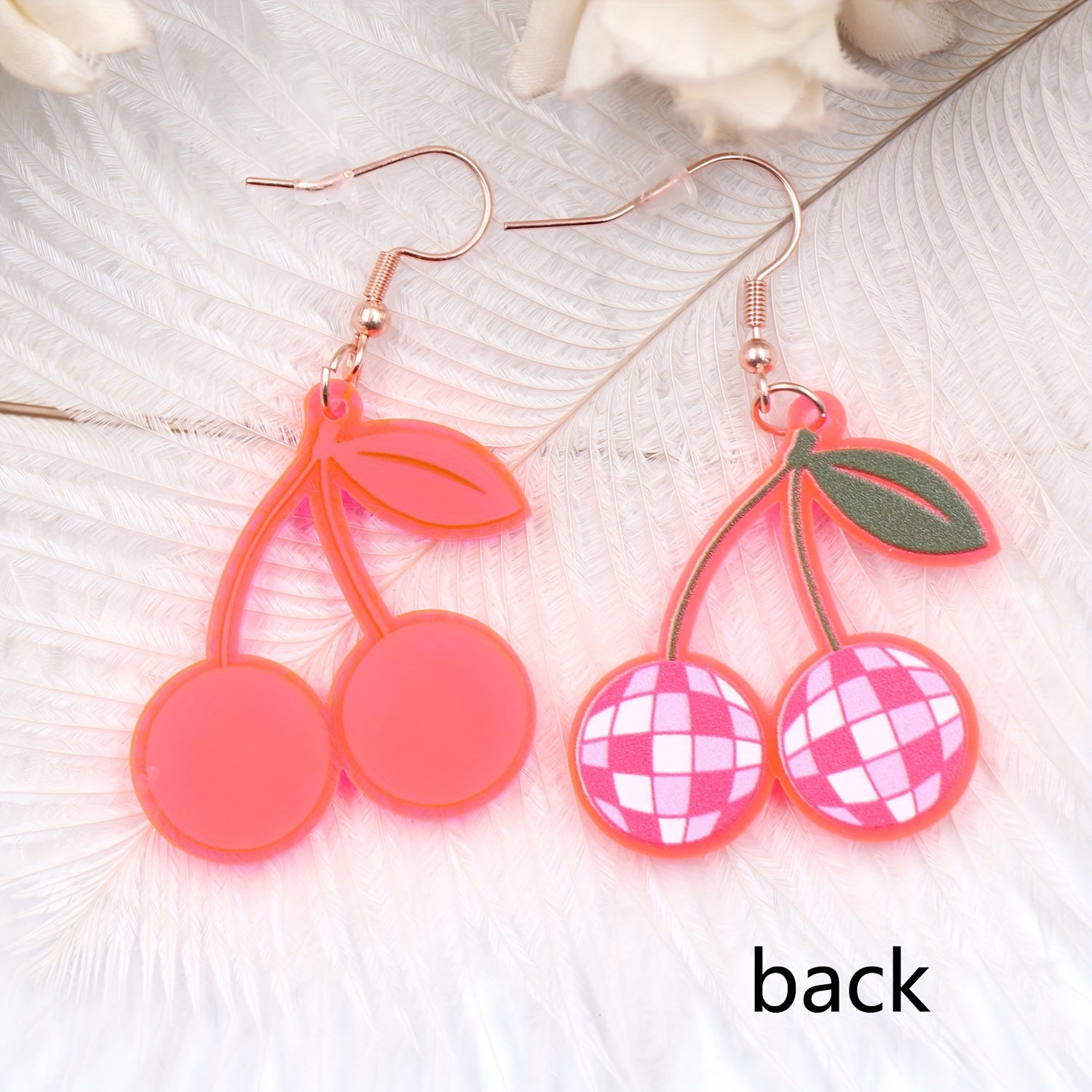 Cherry Fruit Spike Ball Ear Hook Earrings Y2K Jewelry