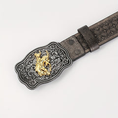 Western Cowboy Belt Retro Horse Pattern Buckle Belts Clothing Accessories
