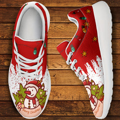 Christmas Snowman And Lantern Pattern Women's Outdoor Printed Sneakers