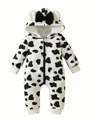 Baby Bowknot Hooded Sweatshirt Romper Zipper Outwear Christmas Gift