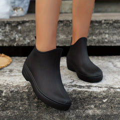 Women's Waterproof Rain Boots Comfortable Solid Medi