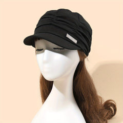 Solid Casual Beret Pleated Elastic Newsboy Hat Blend Warm Painter Hats