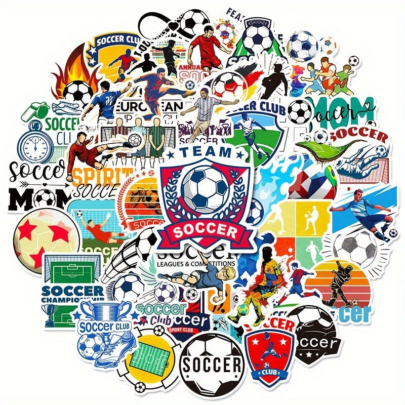 50pcs Football Stickers for Luggage Computer Notebook Soccer Party Favors