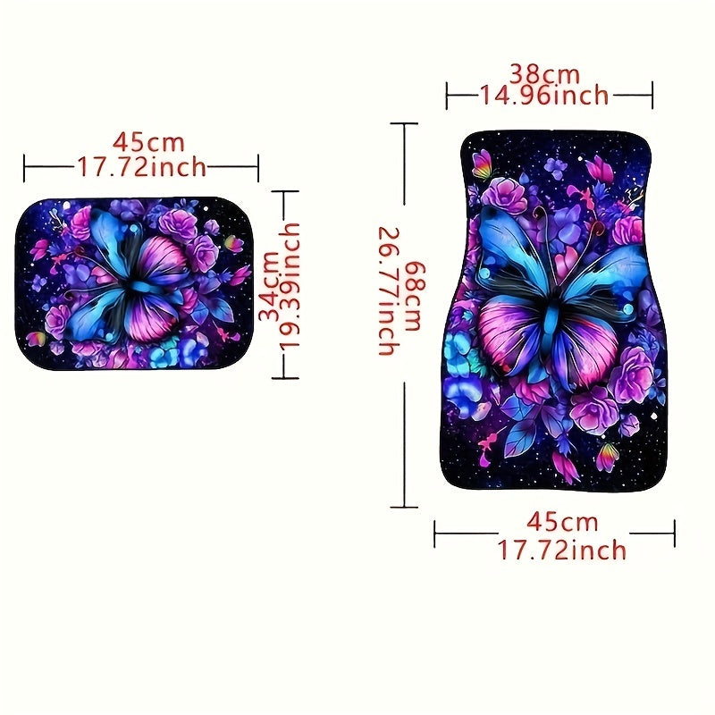 4pcs Abstract Butterfly Car Floor Mat Water absorbent Non slip Stain resistant