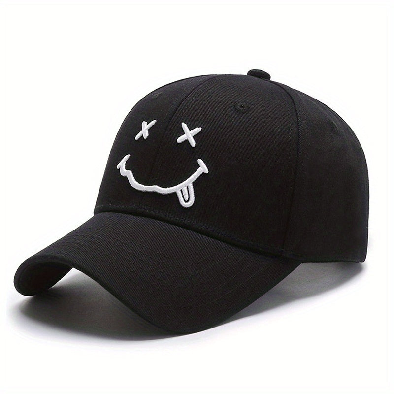 Cotton Embroidery Happy Face Baseball Cap for Couple