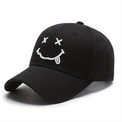 Cotton Embroidery Happy Face Baseball Cap for Couple