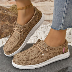Women's Printed Flat Loafers Slip On Sneakers, Breathable Walking Shoes