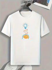 Light Bulb Pattern Print Men's Comfy Sports T-shirt