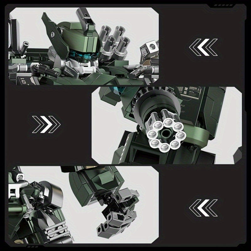 1403pcs Green Mecha Building Block Construction Toy Set