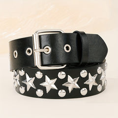 Y2K Rivet PU Belt Square Pin Buckle Hip Hop Waistband
