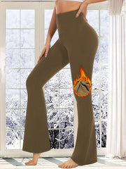 Women's High Waisted Fleece Flare Leggings