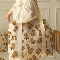 Teddy Bear Print Diaper Bag with Wet Dry Compartments