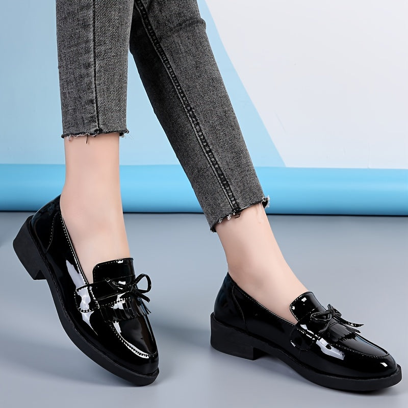 Women's Platform Bow Loafers Slip On Shoes Lightweight
