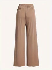 Wide Leg Elastic Waist Pants Casual Solid Long Length Pants