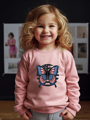 Girls Butterfly Crew Neck Sweatshirt Spring Fall Christmas Gift
