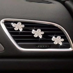3pcs Car Air Outlet Crystal Flower Inlaid Diamonds